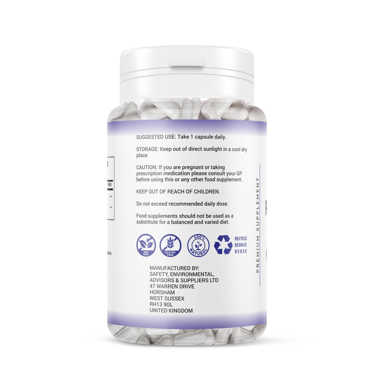 Physlium Husk 5000mg - 4 Month Supply 120 Capsules - Vegan Physlium Husk