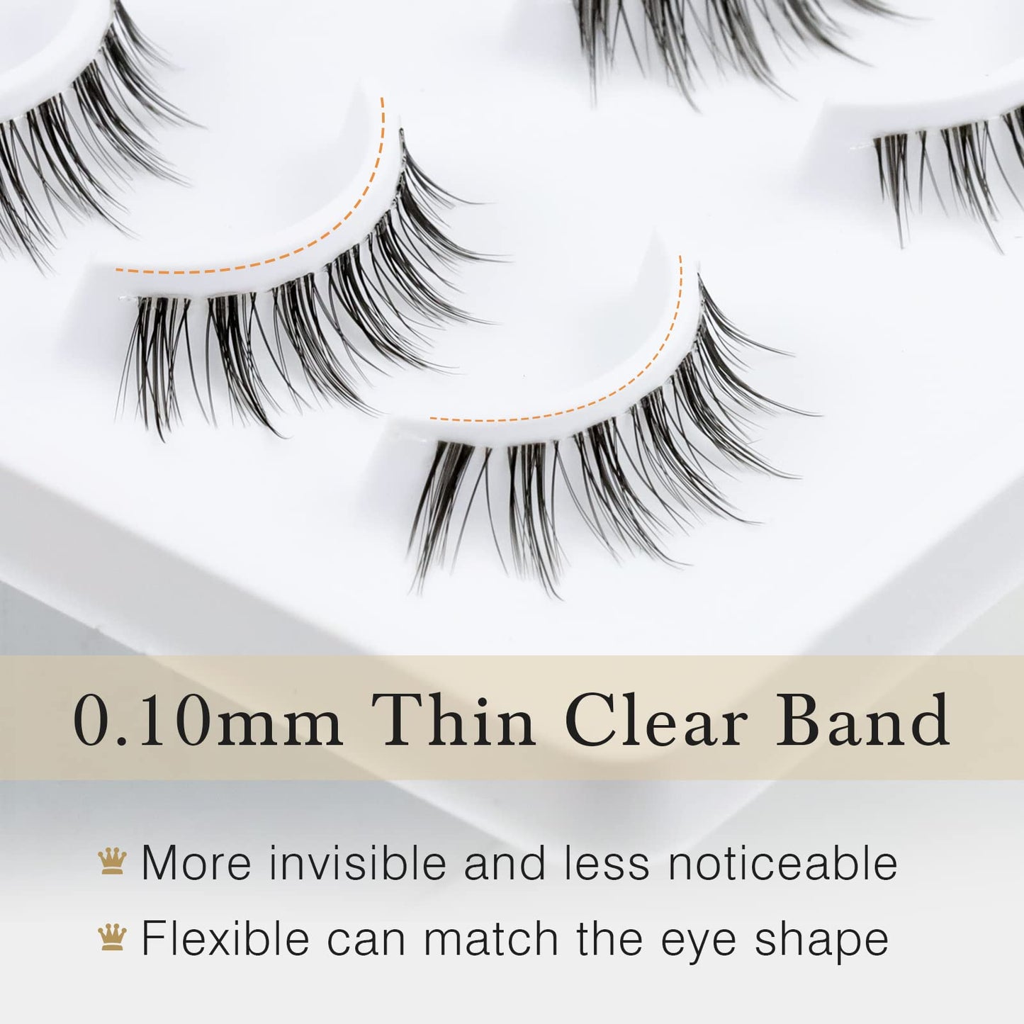 10 Pair Natural Lashes Little Devil Soft Eyelashes Strip Lashes Handmade False Eyelashes Natural Look Transparent Clear Band Small Eye Lashes by EMEDA (Little Devil)