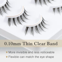 10 Pair Natural Lashes Little Devil Soft Eyelashes Strip Lashes Handmade False Eyelashes Natural Look Transparent Clear Band Small Eye Lashes by EMEDA (Little Devil)