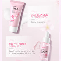 FANFALUV Skincare Set Gifts For Teenage Girls-Sakura Skin Care Sets & Kits With Cleanser Face Serum,Eye Cream,Essence Cream For Blackheads Hydrate Moisturize-Face Exfoliator-Christmas Gifts For Women 4pcs