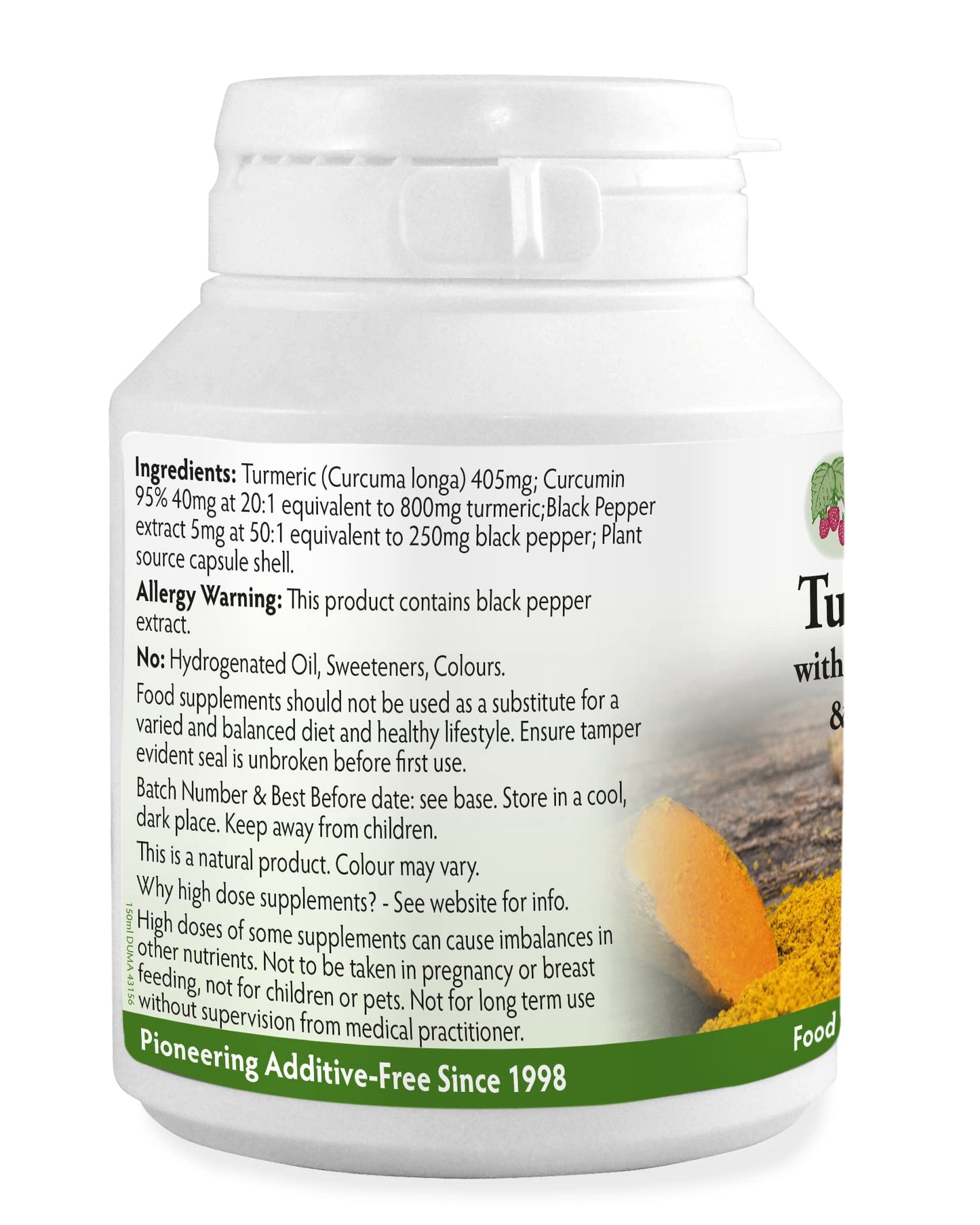 Health Leads ...Working With Nature Turmeric Capsules 1455mg with Curcumin and Black Pepper (3 Month Supply) High Strength Active Extracts | Clean British Supplements