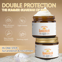 OKAQEE Beef Tallow Sunscreen Spf 50+, Face Sun Cream 100% Grass Fed Tallow, Tallow Balm Instant Sun Protection, Spf 50 Face Moisturiser, Sweat & Water Resistant - Unscented & Invisible