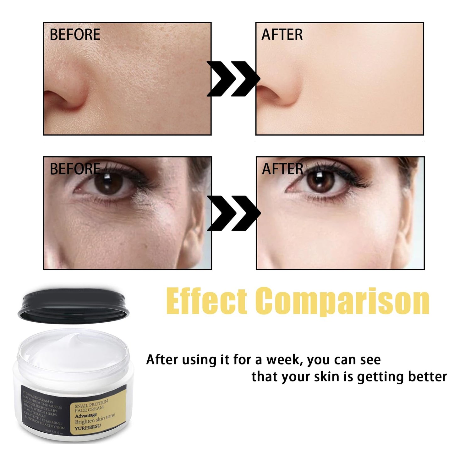 Snail Collagen Face Cream,Snail Face Cream,High Firming Face Cream for Anti Wrinkles,Snail Moisturiser Face Women,Snail Mucin Face Cream,Hydrating Face Moisturizer for Women & Men,Soft Skin Tone-100ml