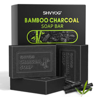 Bamboo Charcoal Soap, Salicylic Acid Soap Bar, Men's Cleansing Soap with Exfoliating Particles, AHA Soap for Oil Control, Pore Shrinking, Remove Blackhead Acne for Face and Body, 3x100g