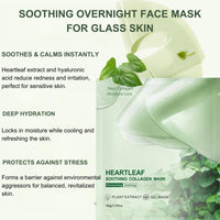 Shefave 6 Pack Heartleaf Collagen Face Mask, Soothing Overnight Face Mask for Glass Skin, Hydrating Sheet mask, Calming Hyaluronic Acid Mask for Redness&Anti Wrinkles, Korean Skin Care for Sensitive Skin