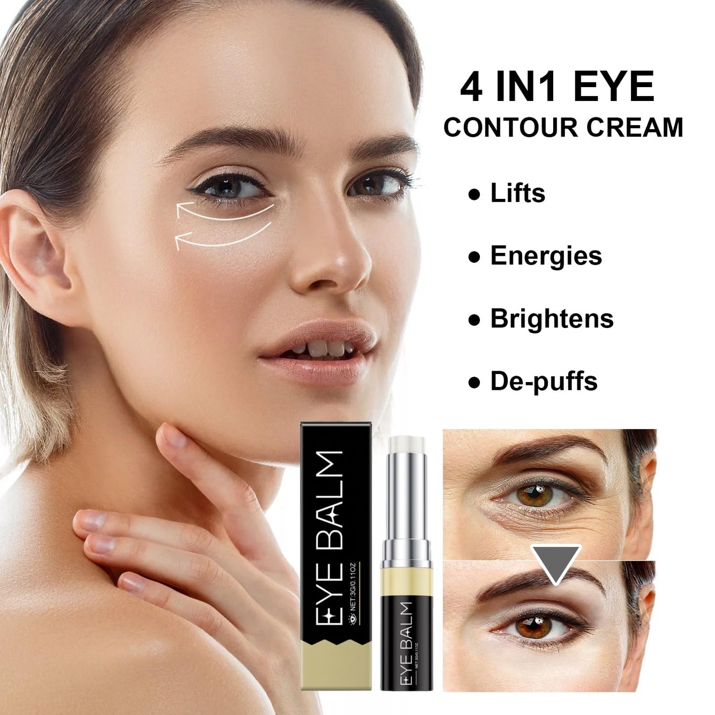 Jinjiar Lumi Eye Balm for Under Eye Bags,Erases Eye Bags within Minutes,Anti Aging under Eye Cream,Lumi Eye Balm Serum,Eye Cream for Dark Circles and Puffy Eyes,Eye Bags Remover,Eye Cream for Wrinkles,Eye Bag