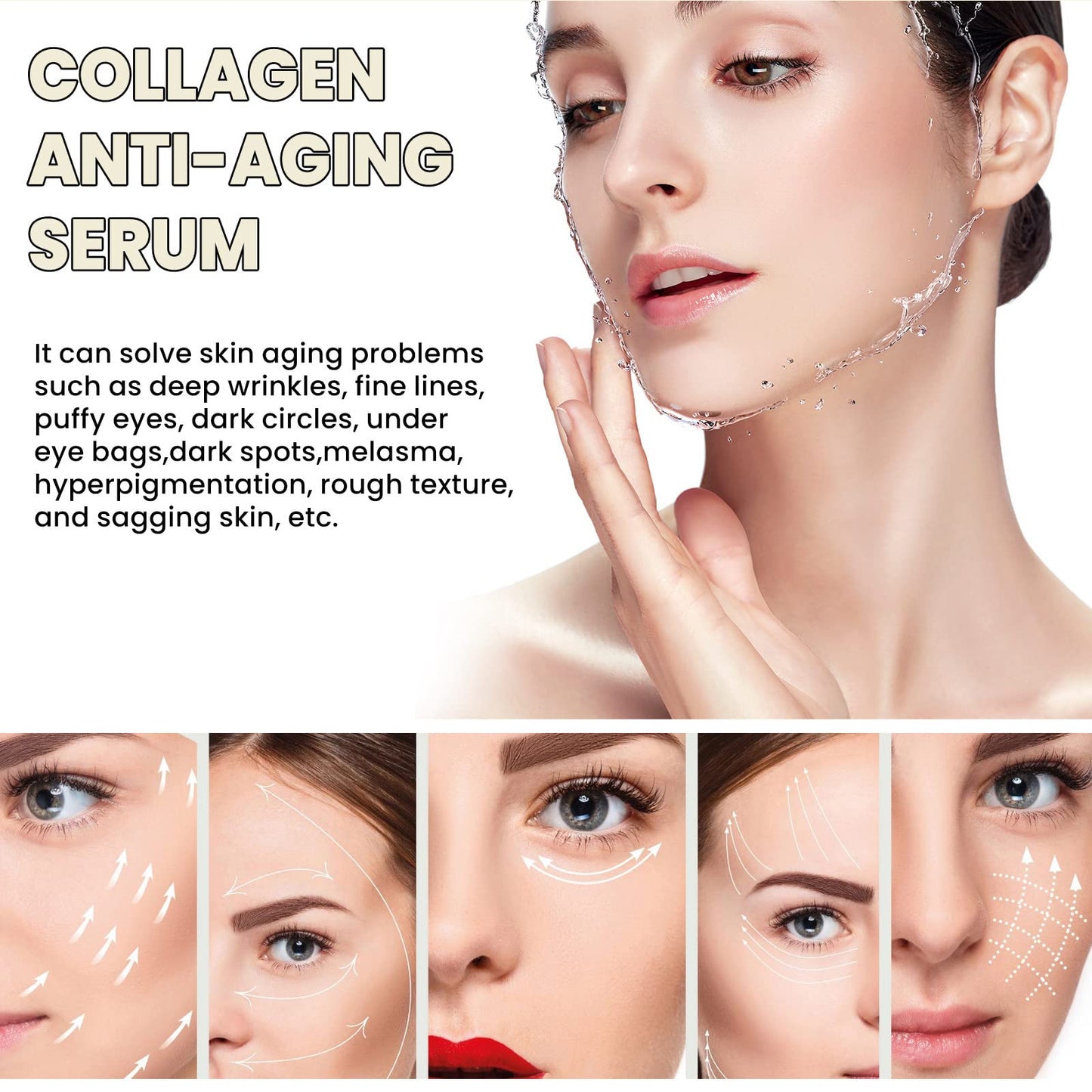 collagen serum for face, collagen boost anti-aging serum, Hyaluronic acid Face serum, Anti Aging Face Cream Skincare For Face Serum To Boost Collagen Skin Care small gifts for women 2PCS