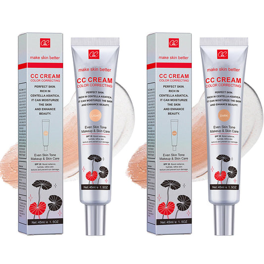 SONGQEE Centella Asiatica CC Cream - Color Correcting CC Cream with SPF 25, Lightweight Tinted Moisturiser and Brightening Face Cream, Invisible Pores Long-Lasting CC Cream (Dark + Light)