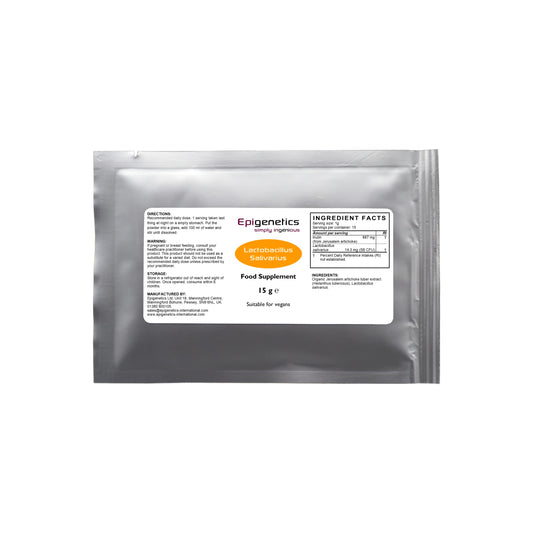 Lactobacillus Salivarius 15g | 5 Billion CFU Probiotic + Jerusalem Artichoke Prebiotic (Inulin) | Vegan Friendly Powder UK Made | 1g Daily (15 Servings)