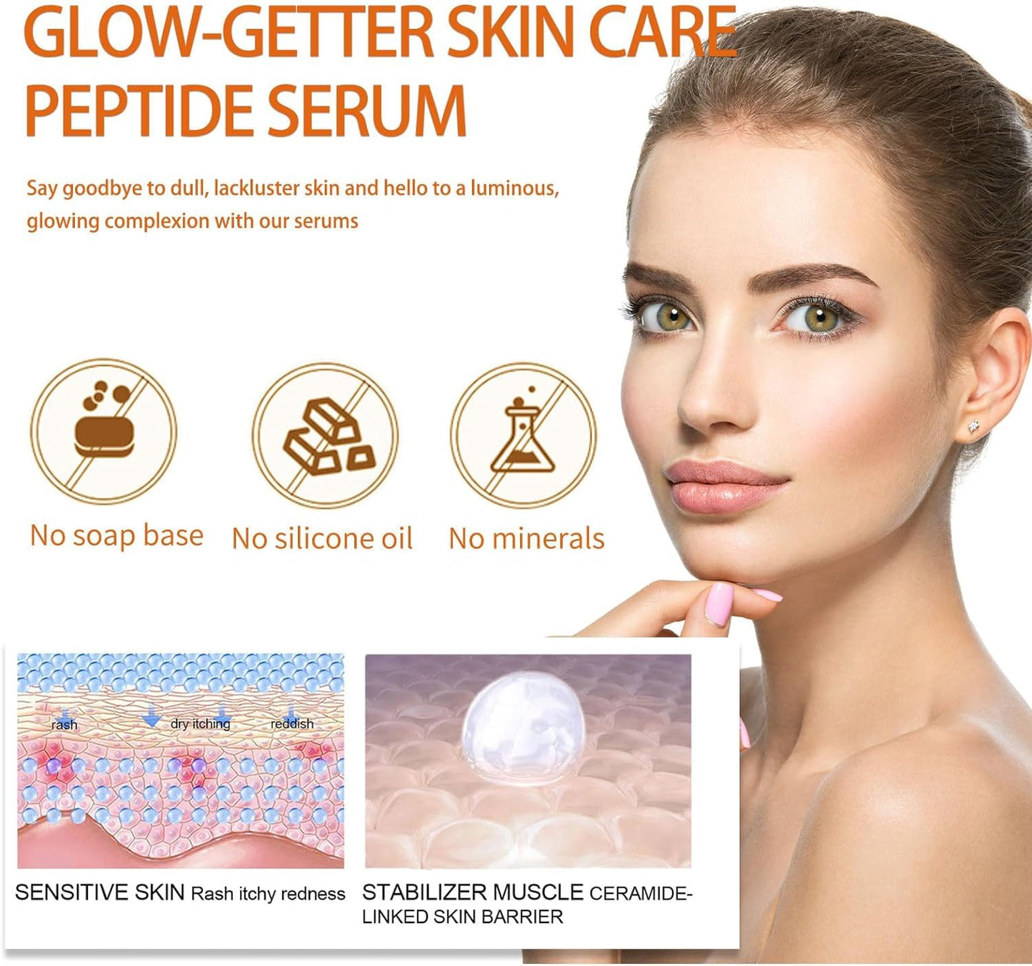 Peptide Serum, 20% Collagen Hexapeptide facial Serum, Face Serum For Women, Anti Wrinkle Serum, Dark Spot Correcting Glow Serum, Brighting Hyaluronic Acid Serum, Anti Aging Peptide Hydrating Serum