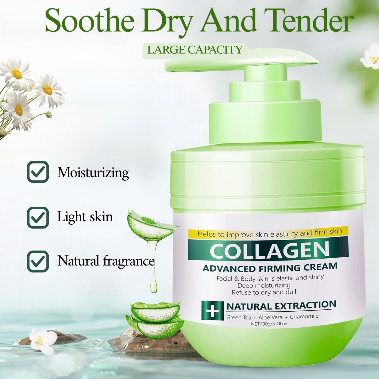 IZBEAUVO Collagen Advanced Firming Cream for Face&Body-Anti Wrinkle Face Cream with Hyaluronic Acid,Skin Lightening Cream,Lifting & Firming,Deep Moisturizing Rejuvenating Firming Lotion for All Skin Types,100g