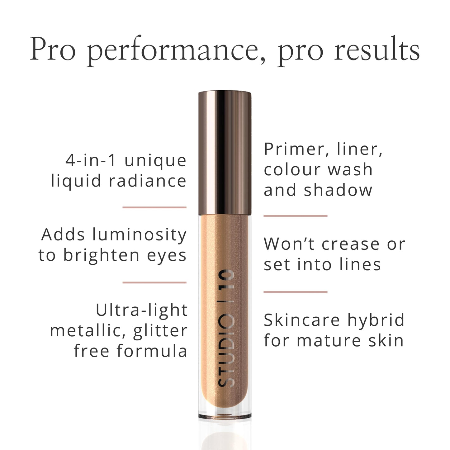 Studio 10 Liquid Foil I-Radiance Eyeshadow - Shimmer Liquid Eyeshadow with Moisture Boosting and Long-Wearing Formula - Metallic Eyeshadow Liquid in Shade Sable