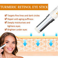 IZBEAUVO Turmeric Retinol Eye Stick, Turmeric Under Eye Cream Stick, 2 PCS Eye Cream for Dark Circles and Puffy Eyes, Moisturizing Balm Stick, Wrinkle Multi Balm Eye Bags Remover, Under Eye Brightener Smooth