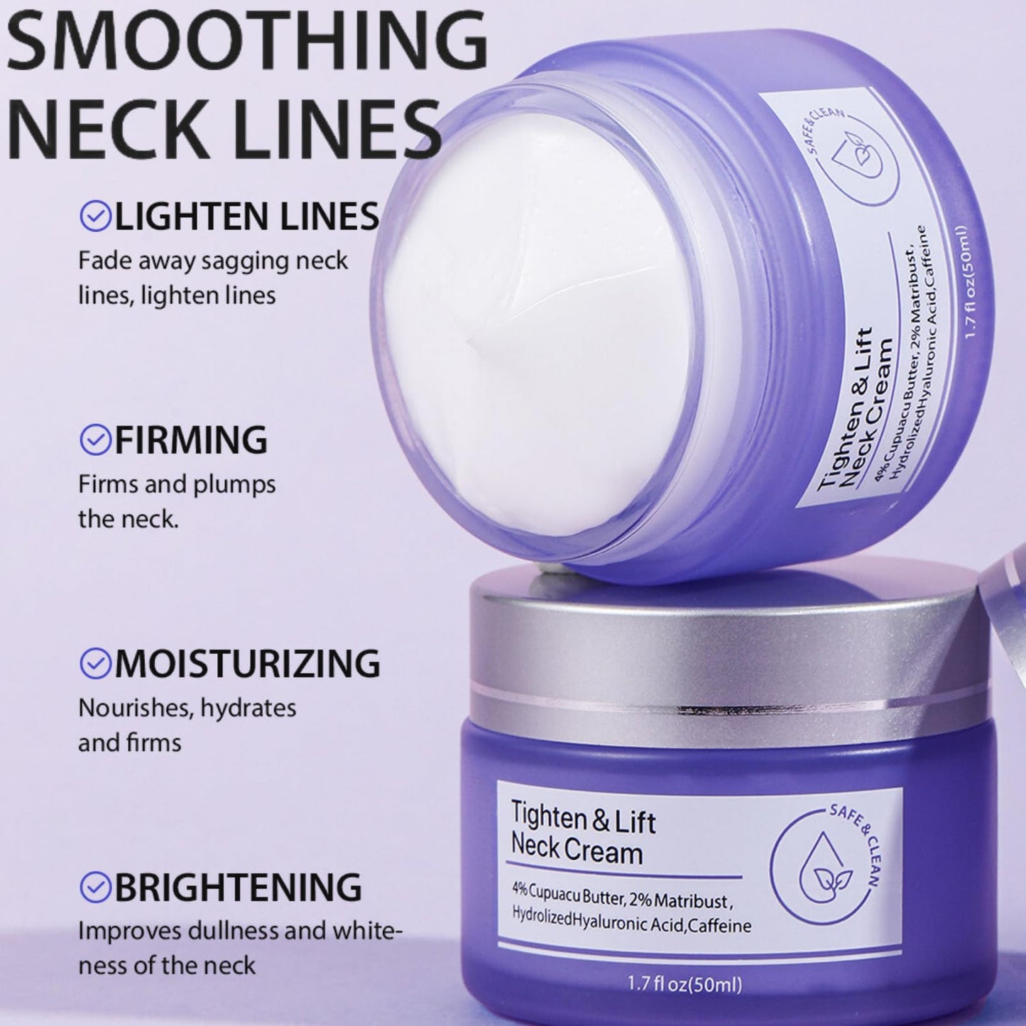 ISBEAUSOLS Tighten and Lift Neck Cream - Neck Cream - Neck Firming Cream - Best For Tightening Sagging Skin - Go Pure Neck Firming Cream - Skin Firming Cream For Moisturizing 50ml