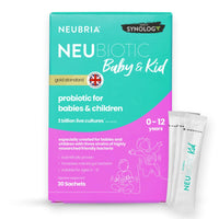 NEUBRIA NEUBIOTIC Baby & Kid - Children Probiotic & Prebiotic Supplement for Gut Health & Digestion – 3 Billion CFU Lactobacillus, Bifidobacterium & Fibres for Babies & Kids – UK Made - 30 Sachets