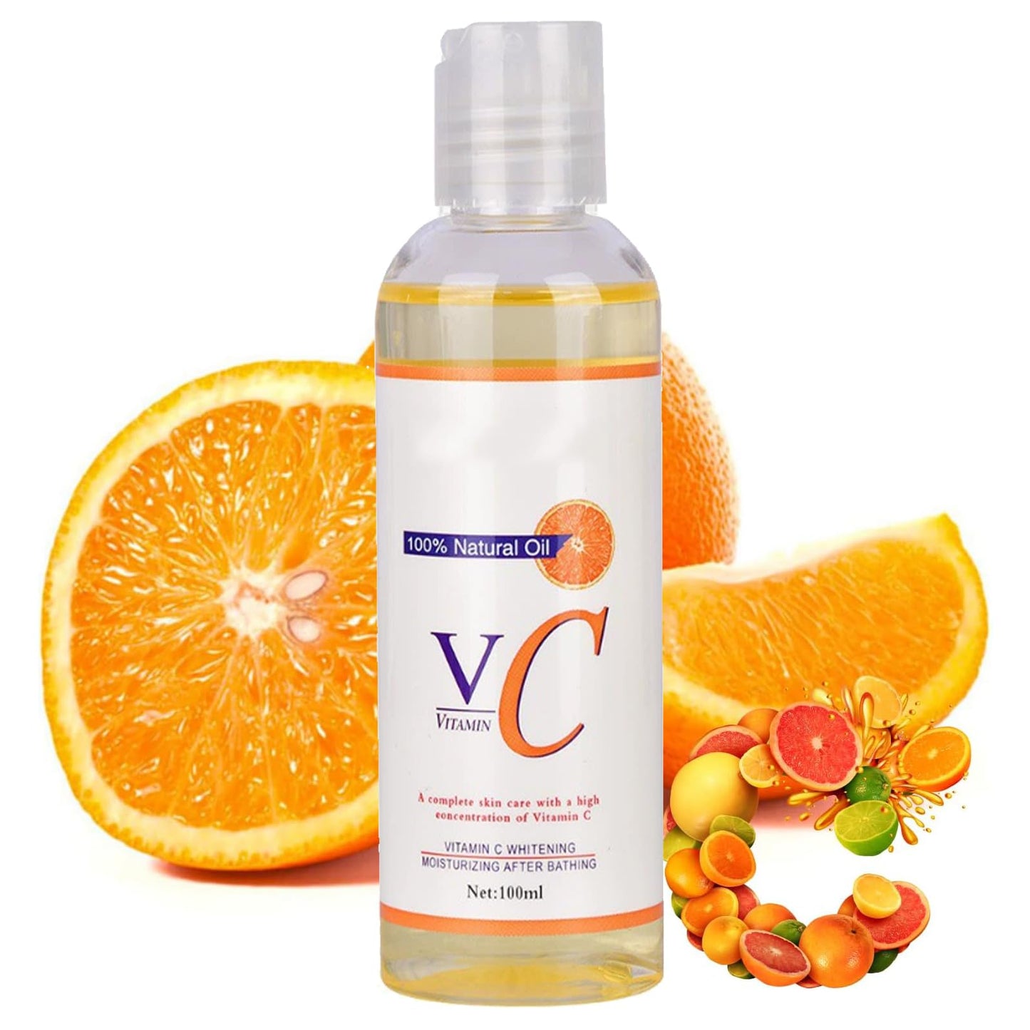 AurolaGlow Vitamin C Body Oil - Moisturizer for Face & Body, Massage Oil for Dry Skin, Anti-Wrinkle Formula, Easy Absorption - Natural Skin Care