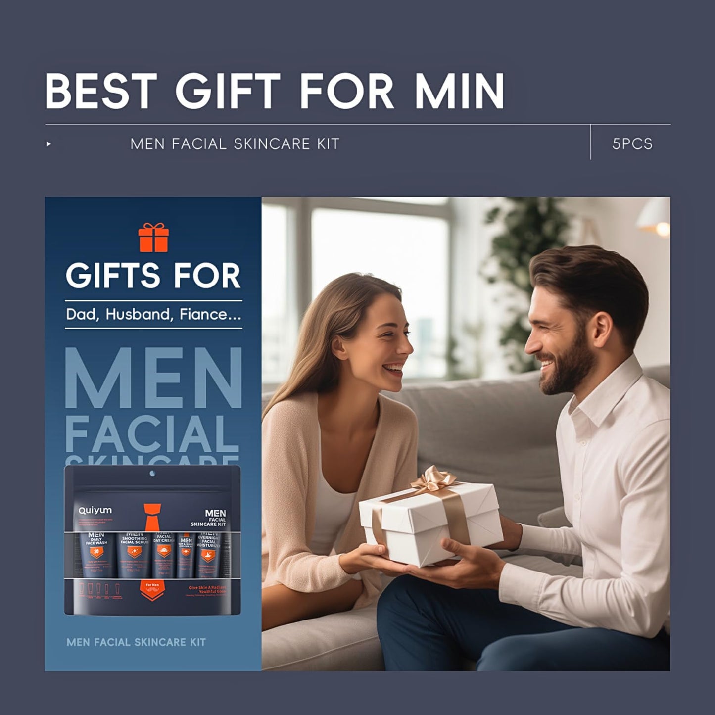 IZBEAUVO Mens Face Care Kit, Mens Skincare Gift Set, Mens Skin Care, Facial Kit - Mens Face Wash, Scrub, Mens Evening Moisturiser & Day Cream, Eye Cream - Anti Aging Skin Care Routine Kit, Unique Gifts For Him