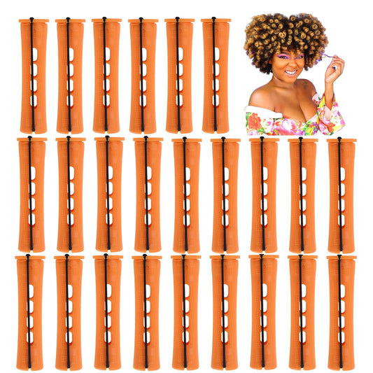 RJMBMUP Perm Rods Hair Rollers Large Long Short Hair Styling Tool Hair Curlers for Natural Hair Dark Orange Color