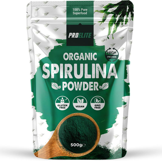 Organic Spirulina Powder 500g Natural Immune Booster | Premium Superfood Super Greens Spirulina Powder | Rich in Essential Vitamins & Minerals Vegans & Vegetarians by PROELITE