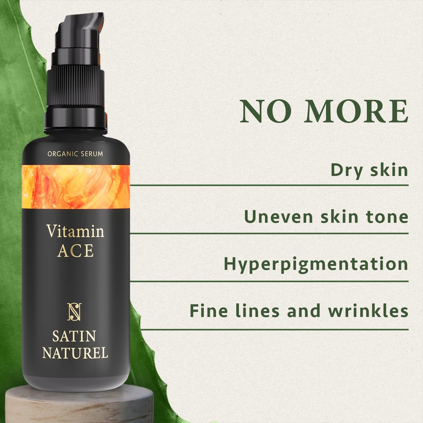 Organic Vitamin C Serum for Face with Vitamin E, A & Hyaluronic Acid Serum for Face 100 ml, Brightening Serum & Anti Aging Serum for Face - Aloe Vera Based Vegan Skin Care Products by Satin Naturel