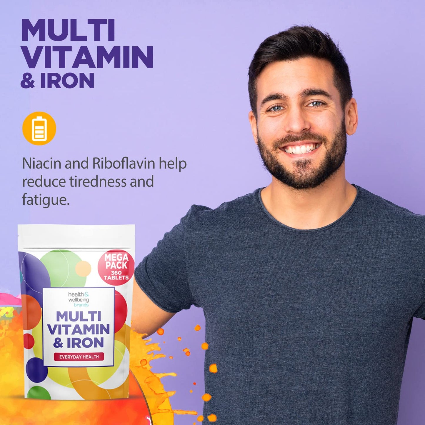 Club Vits Multivitamin & Iron 360 Tablets | One A Day Formulation for Men Or Women | UK Manufactured | Immune Defence: Vitamin C D & B6 Supports Immune System