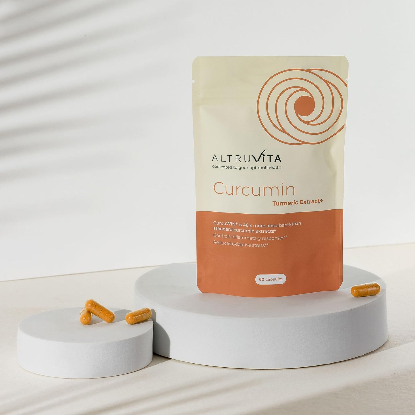 Altruvita Curcumin Turmeric Extract+, 500mg CurcuWIN®, 60 Capsules, 1-Month Supply – Highly Absorbable Turmeric, Supports Joint Health & Inflammation Response, Vegan-Friendly