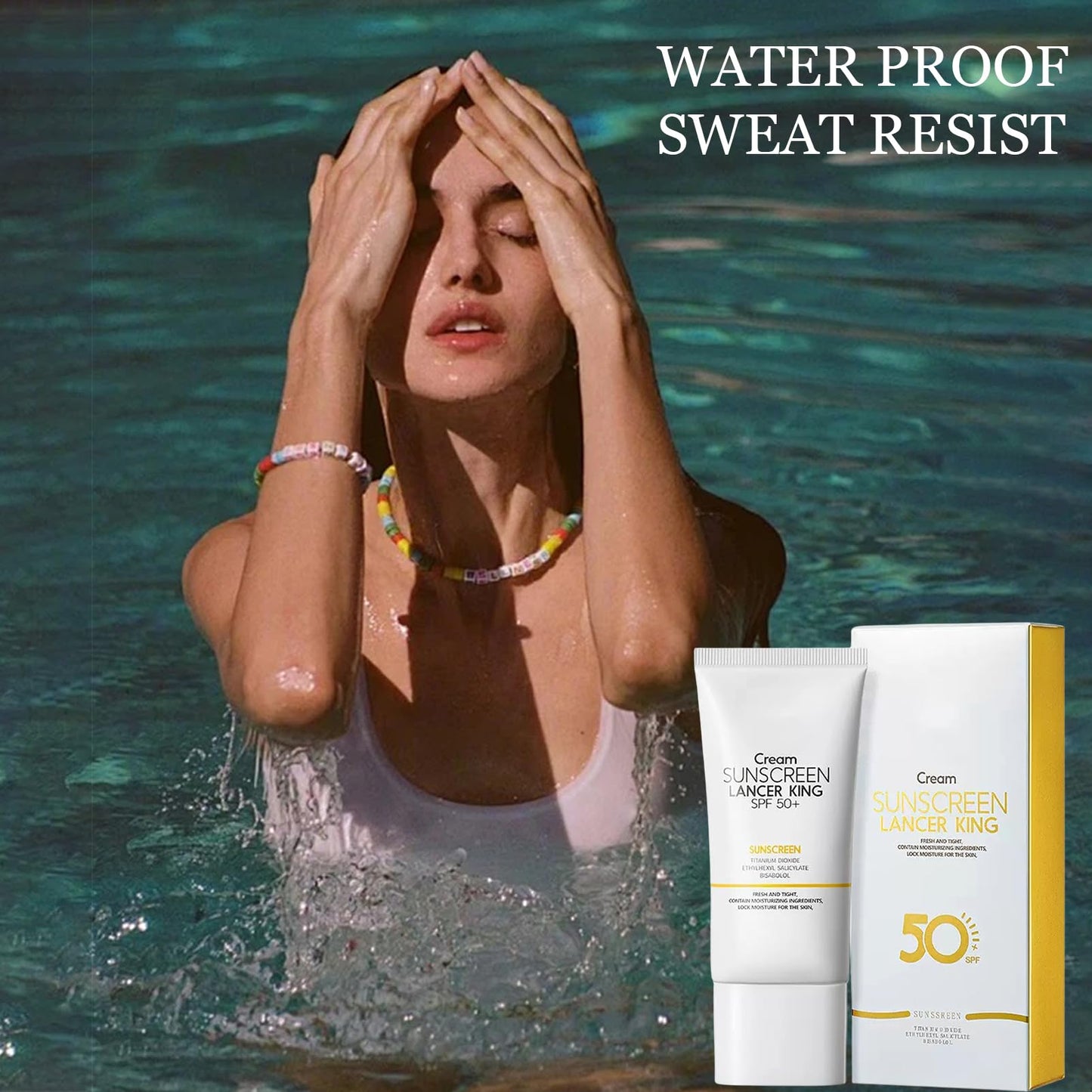 MrCuvaryas SPF 50 Face Moisturiser, Sun Cream SPF 50, Sunscreen SPF 50 With Water & Sweat Resist, Suncream Factor 50 For Face, Face Sun Cream SPF 50 For UVA & UVB Protection, Non Greasy, Lightweight