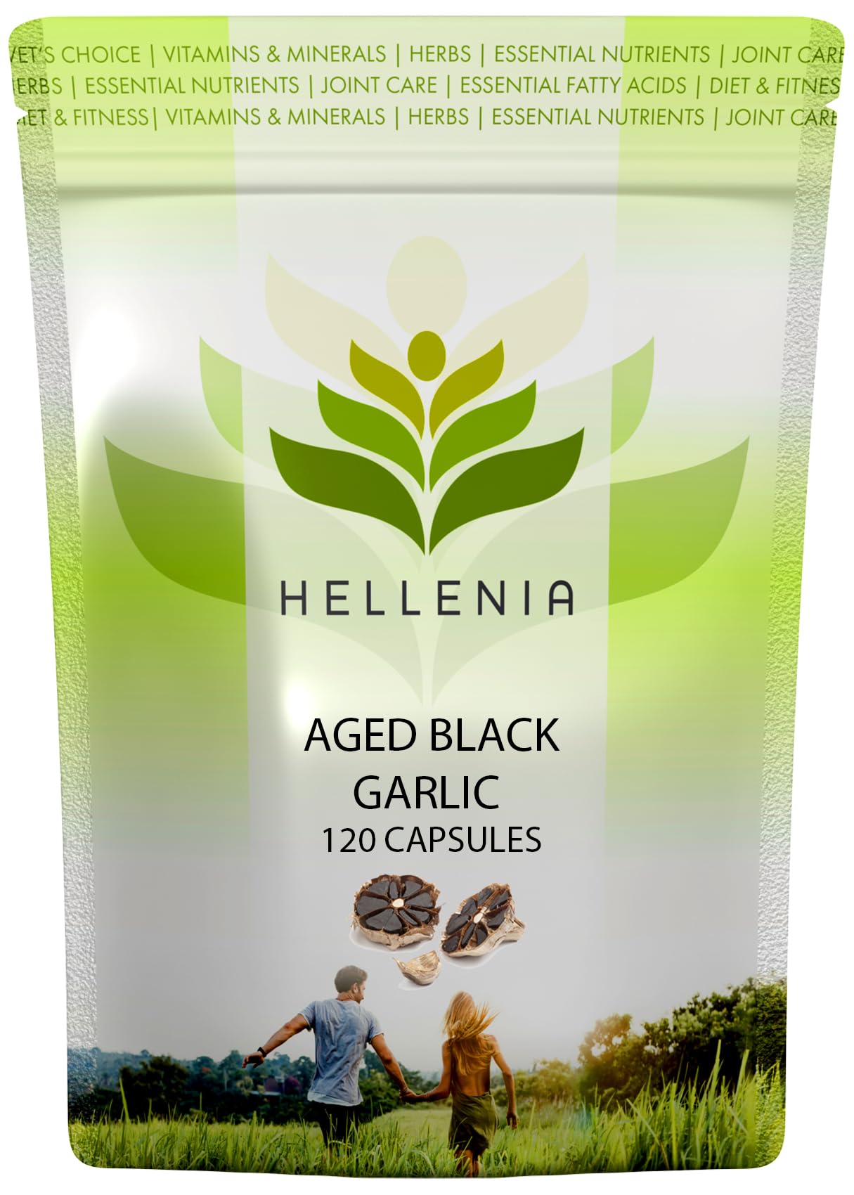 Hellenia Aged Garlic 12,000mg | 120 Capsules | Antioxidant and Cholesterol Support | Vegan and Gluten Free