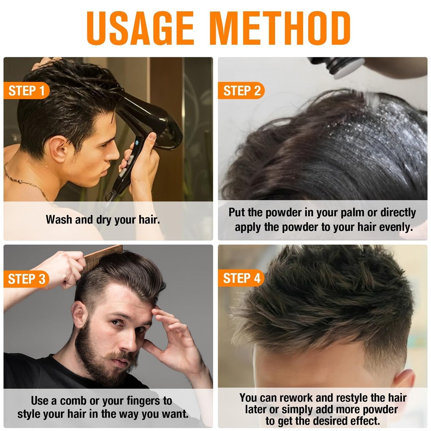 CUOFOL Hair Styling Texturising Powder,Volume Powder for Men,Hair Texture Pow/der,Volumizing Pow/der for H/air,Light Control Natural Matte Look,Ha/ir Styling Products Men,Long-Lasting Hold and Easy to Apply