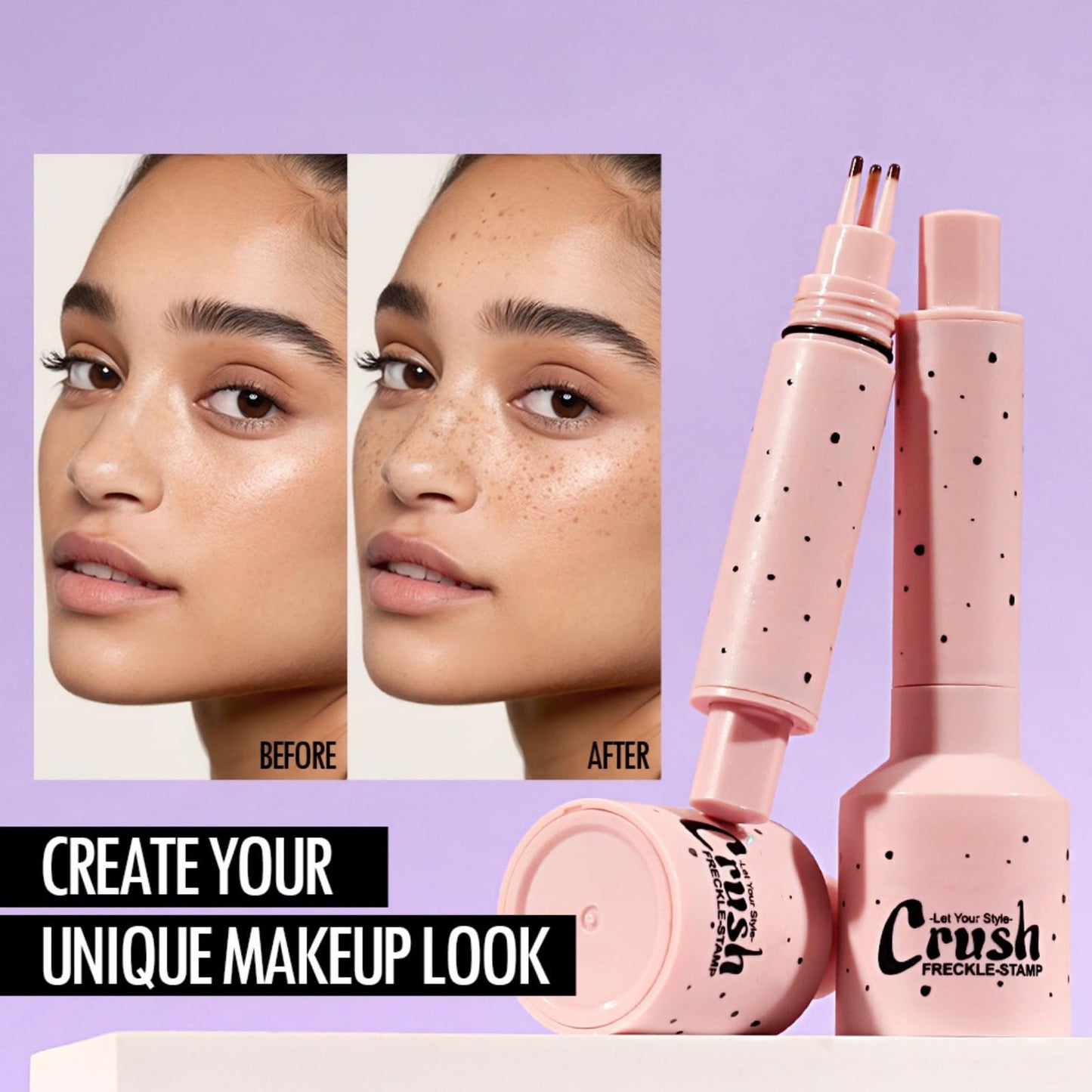 Ruojiar Freckle Stamp Pen,Ma/gic Fake Freckles Tatto Marker,Natural Lifelike Freckle Makeup Pen,Spot Stamp Pen,for All Skin Tones,Waterproof&Sweat-Proof,Long-Lasting Effect,Smudge-Proof,Natural Ingredients