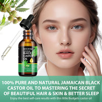 Jamaican Black Castor Oil 100% Pure for Hair Growth, Black Castor Essential Oil for Stronger Healthier Hair for Body & Face Eyebrows Growth, Skin Moisturizer & Massager Nail Care