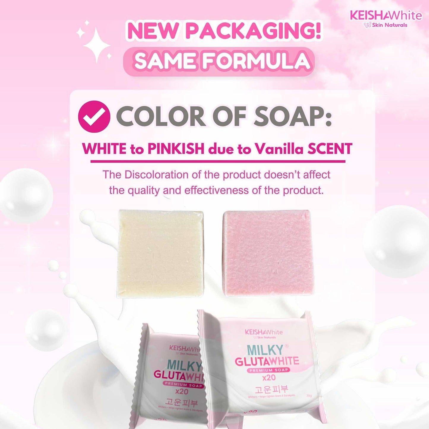 3 Bars Keishawhite Milky Gluta White premium Soap x20