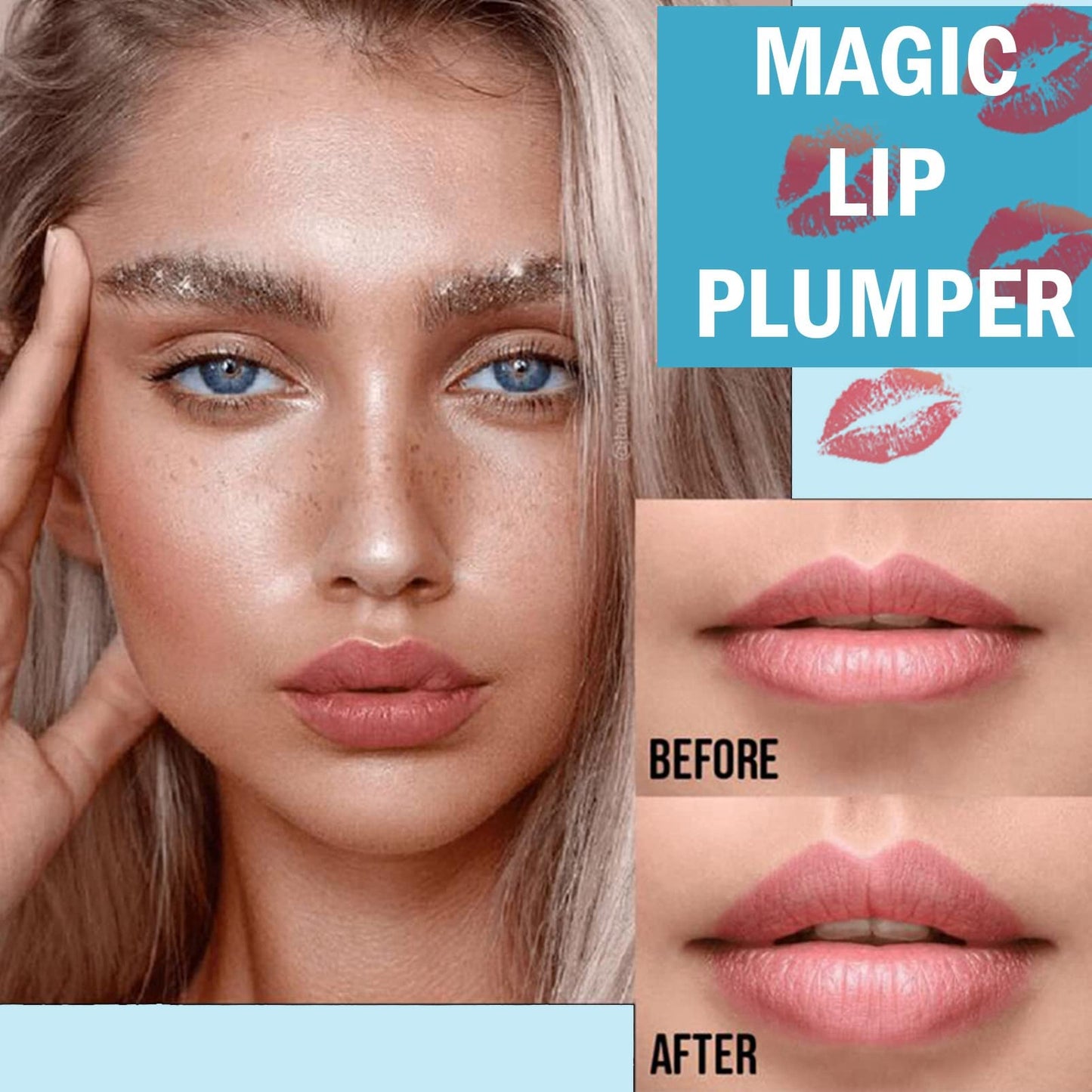 KAYZON Lip Plumper Lip Gloss, Lip Maximizer Balm Plumper Lip Extreme Volume, Healthy Enhancer Hydrated Lips, Moisturize, Eliminate Dryness Wrinkles Enhances Plump Gloss (Clear Pink Color)