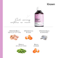 Known Advanced Menopause Support Liquid Bottle - Libifem® & Vollagen® - Supports Menopause Symptoms - Natural Orange & Honey Flavour - 14 Servings