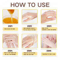 Wax Hand Mask, Honey Milk Hand Peeling Mask, Honey Hand Mask Moisturizing,Nourishing & Hydrating Hand Mask, Exfoliating Hand Wax,Hand Remove Dead Skin,Hand Skin Repair for Dry,Aging,Cracked Hands-170g