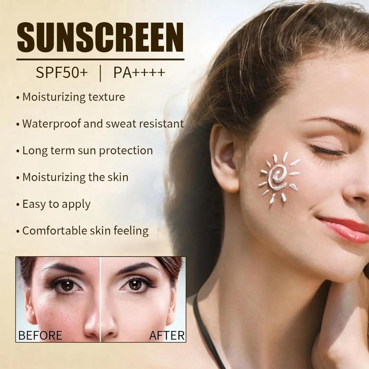 Sun Protection Light and Breathable Sunscreen Cream,Daily UV Defense Sunscreen,Sunscreen Spf 50 for Face,Face Sunscreen Moisturizer, Best Sunscreen for Face,Sun Protection Breathable Sunscreen Cream