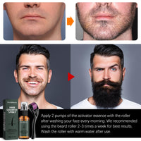 HAORQEE Beard Growth Oil Kit with Beard Roller, Beard Grooming Growth Serum Beard Care for Men, Thickening Stimulate Beard and Hair Growth, Gifts for Men Father (30ml)