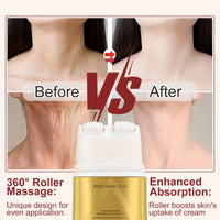 AH-8 Firming Neck Cream – Hexapeptide-Infused Neck Cream for Tightening & Lifting – Reduce Fine Lines, Wrinkles, Double Chin & Sagging Skin – With Dual Roller Massage Applicator 120g