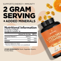 Goodvita Liposomal Vitamin C Softgels 2000mg | 60 Softgels, 1 Month Supply | Added Zinc + Selenium | UK Formulated | Ultra Strength 4X Higher Absorption | Immunity, Energy + Skin | Easy to Swallow