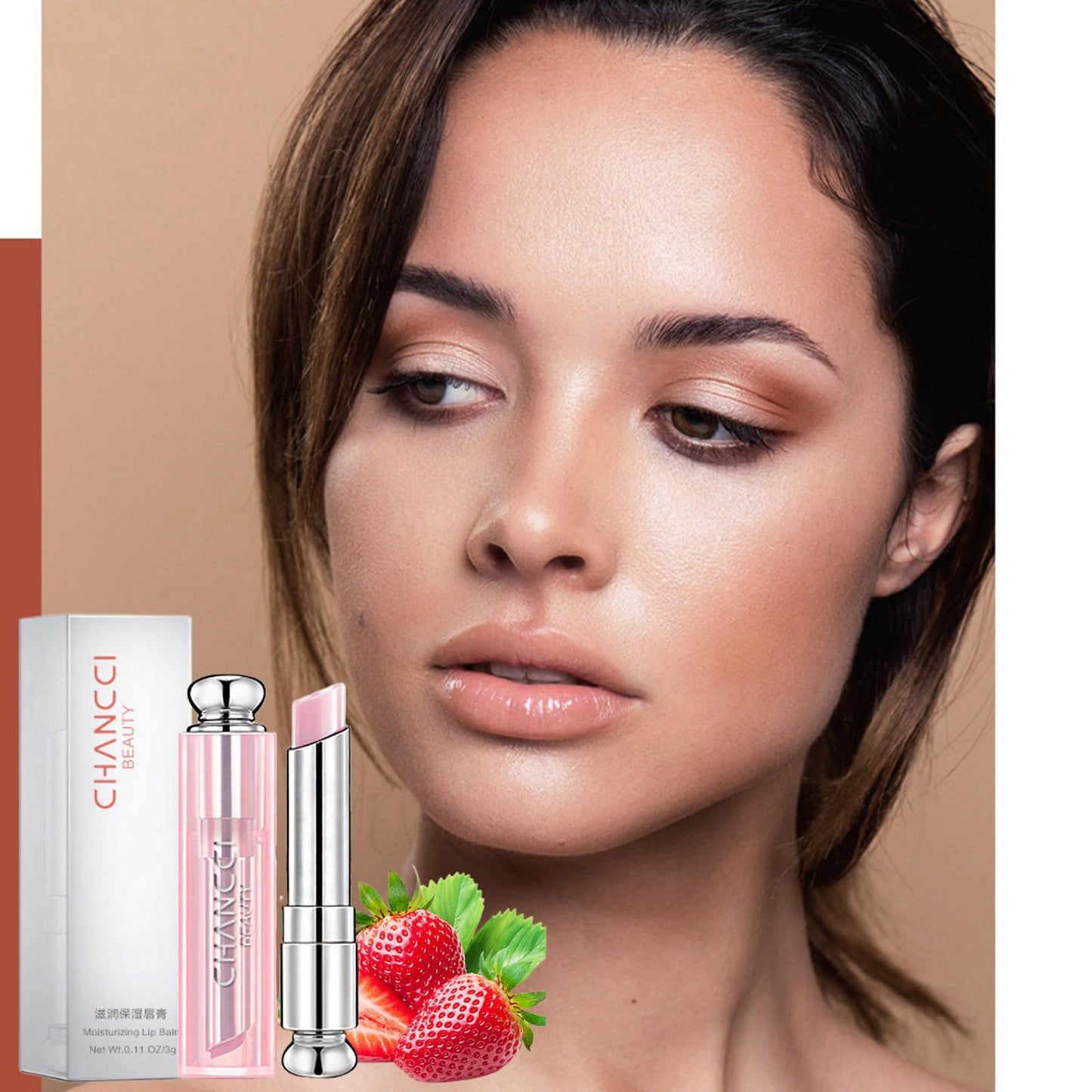 HIVETZ Tinted Lip Balm,Lip Balm,Lip Oil,Glossier Lip Balm,Lip Care Tinted Lip Balm For Women,Pink Lip Balm,Lip Balm Tinted,Girls Lip Balm,Lip Balm Set,Strawberry Lip Balm Natural Lip Protection(#Strawberry)