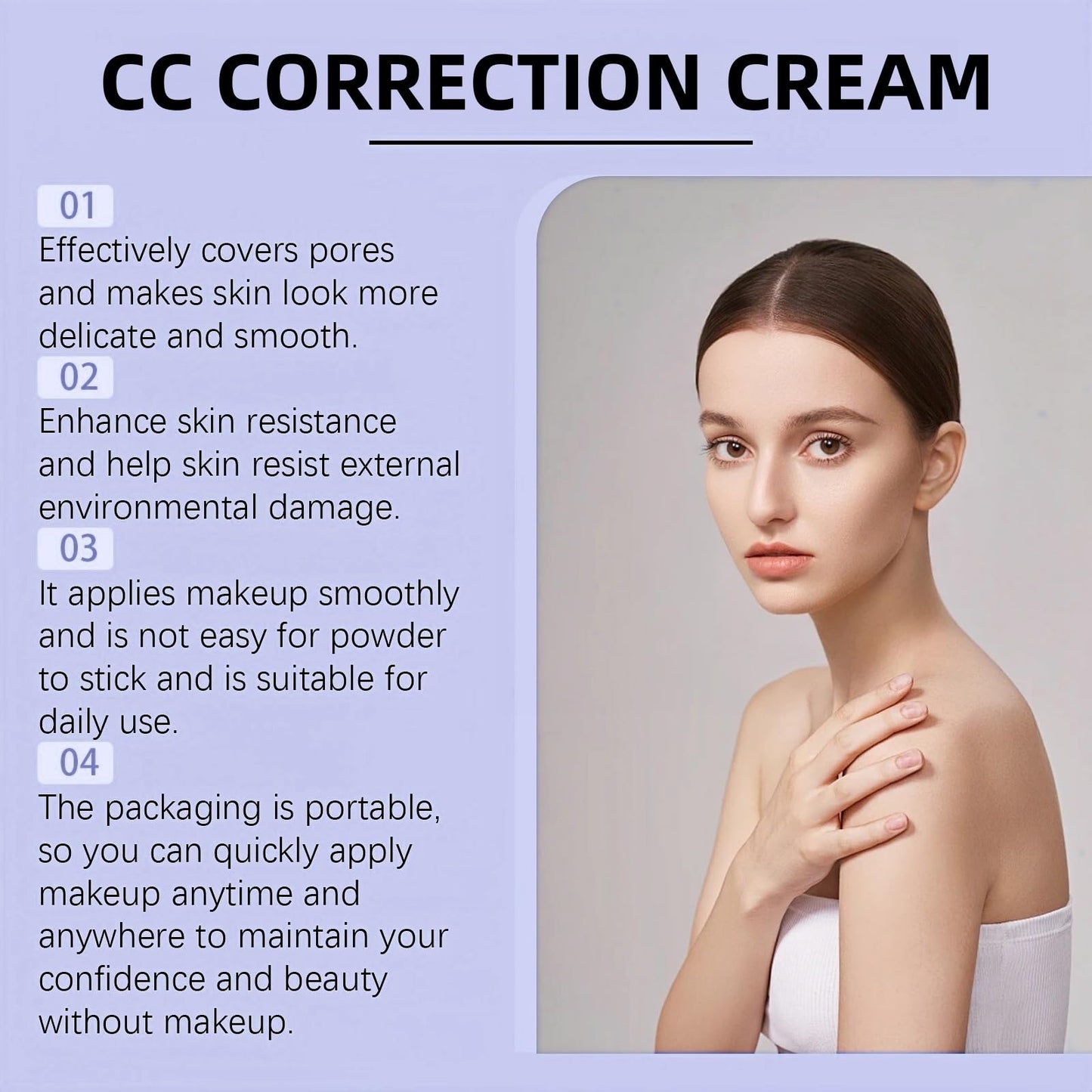 QinZiEn Colour Correcting Cream,Centella Asiatica CC Cream,Korean Colour Corrector,CC Cr-eam,Tinted Face Moisturiser,Skin Tint Moisturiser,Boosting & Soothing Effects,Long Lasting Concealer,Tinted Moisturiser