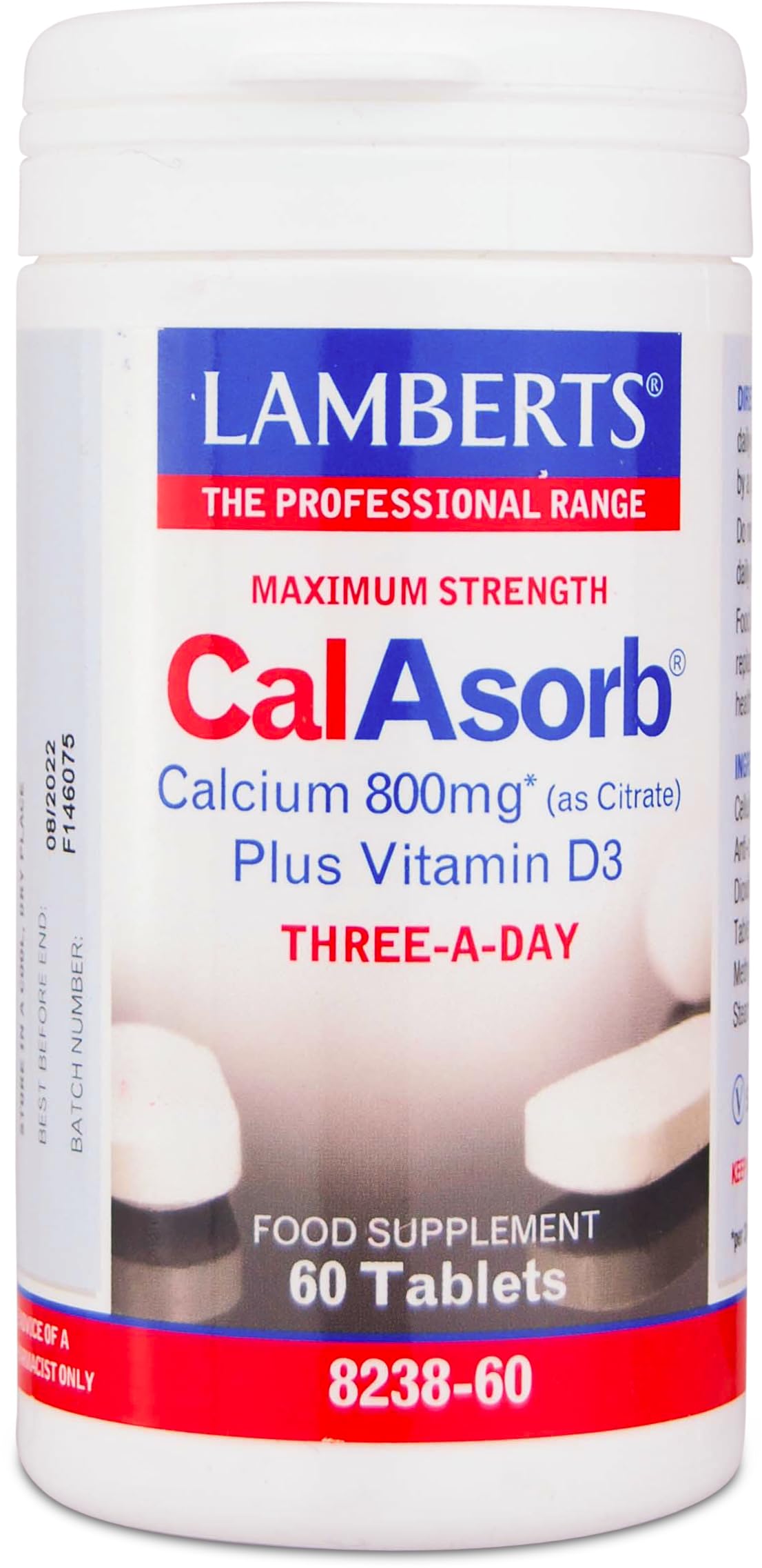 Lamberts Calasorb Calcium 800mg (As Citrate) Plus Vitamin D3 60 Tablets
