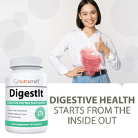 DigestIt Digestive Enzymes | Multi-Enzyme Formula with Amylase, Protease & Lipase | Increase Energy & Reduce Gas, Bloating & Indigestion | Non-GMO | 50 Capsules