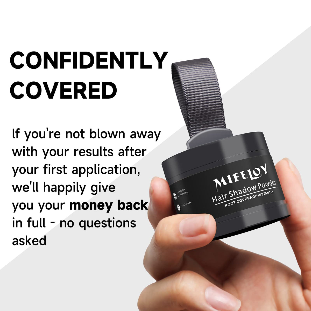 Mifeloy MIFELOY Root Cover Up Powder, Touch Up Hair Color for Grey, Roots Concealer for Beard Line Eyebrow, Instantly Conceals Hair Loss, Roots Coverage Powder for Thinning Grays Hairline, Dark Grey