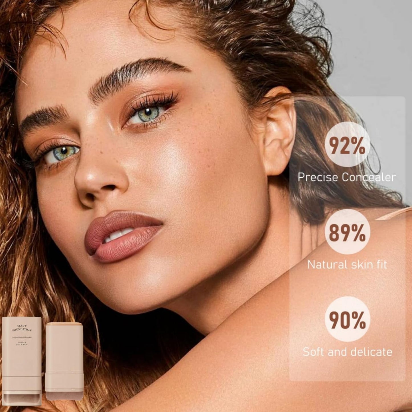 Makeup Multi-Use Full Coverage Concealer Stick,Makeup Found/ation Sti/ck,Cream Foun/dation With Built-In Brush,Flawless Eraser Foundation Sti/ck,Double Head Make-Up St/ick,Durable Cream Found/ation#3