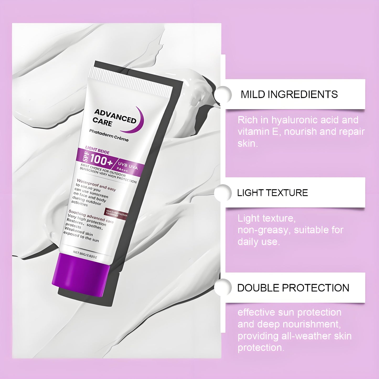 Generic 2 Pack SPF 100 Sunscreen 80g – High UVA/UVB Protection Face Cream – Waterproof & Soothing Moisturizer – Lightweight, Non-Greasy Daily Use – Helps Prevent Sunburn