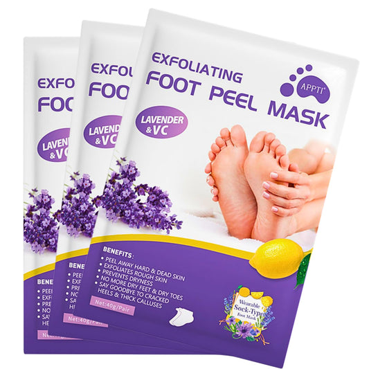 IZBEAUVO 3 Pairs Foot Peel Mask for Hard Skin, Exfoliating Foot Peel Mask, Callus Remover for Feet, Foot Moisturiser Socks for Foot Care, Cracked Heel, Dead & Dry Skin, Foot Mask for Women & Men - Lavender