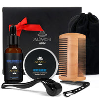 leyosger Beard Growth Kit, Beard Grooming Kit for Men W/Beard Roller,Atural Ingredients Beard Growth Serum, Beard Balm, Beard Comb, Stimulate Beard Growth With This Beard Care Kit, Gifts For Men