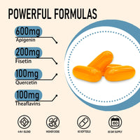 AureaSalus Liposomal Apigenin 600mg, Extra Strength Apigenin Supplement with Fisetin, Quercetin and Theaflavins for Sleep, Relaxation & Mood, Powerful Flavonoid & Antioxidants (60 Count (Pack of 4))