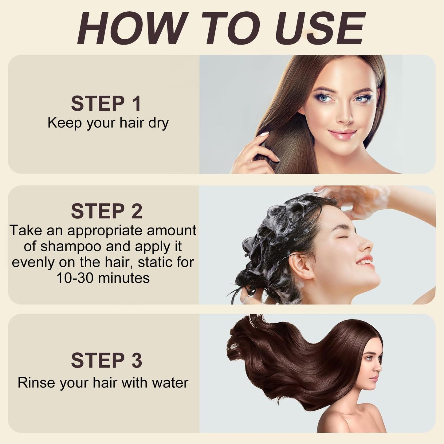 Generic Dark Brown Hair Dye Shampoo, 3 in 1 Colour Shampoo to Cover Grey Hair, Natural Plant Extract Hair Care, Long Lasting Color Sham-poo for Men and Women, Easy Use, Nourishing Formula